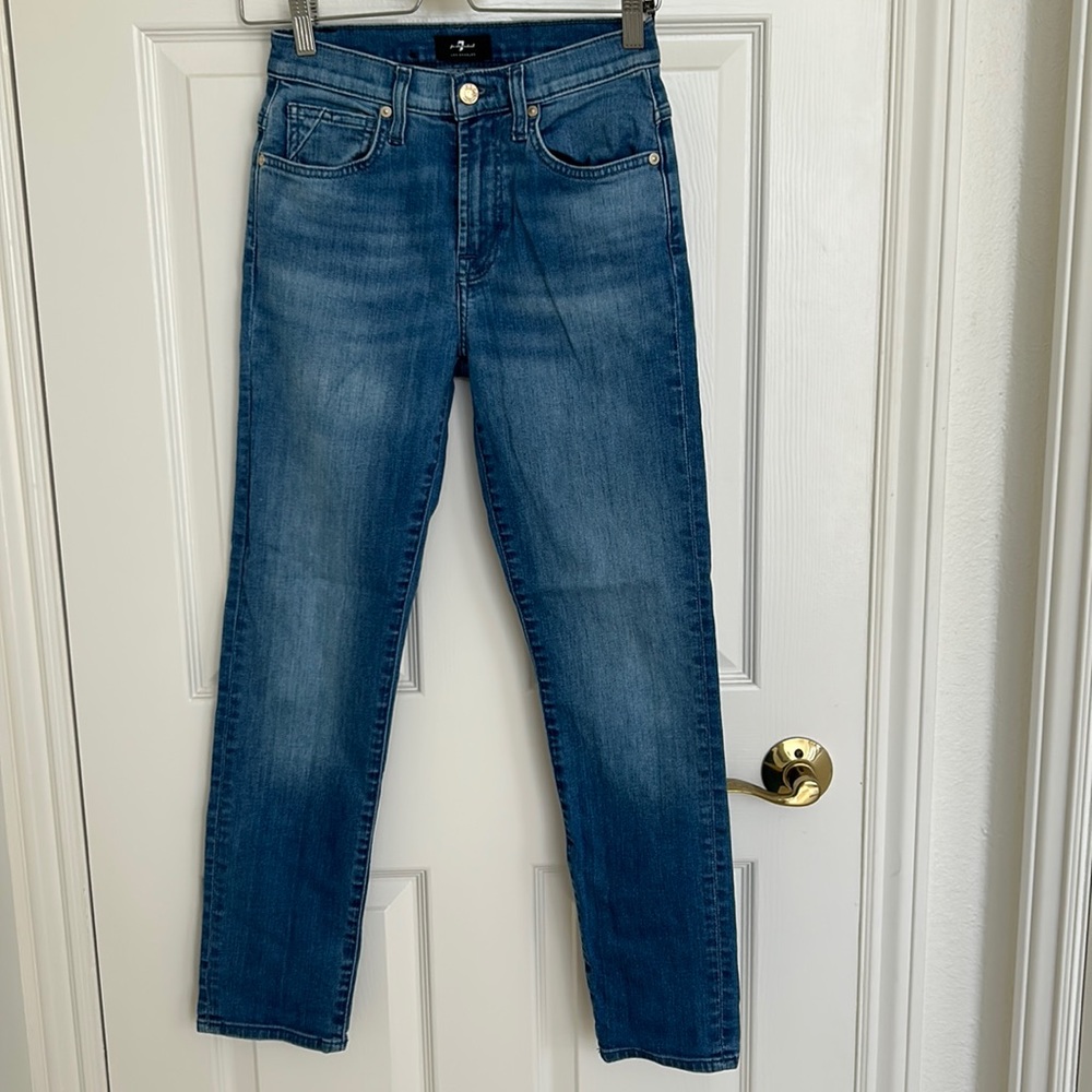 Pre-loved 7 For All Mankind Peggi Blue High Rise Jeans - Sz 25